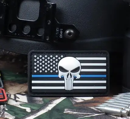 

Rubber American Flag Badge 3d PVC Tactical Punisher Patch Military Blue Line Seal Team Armband Combat Morale Brassard Chevrons