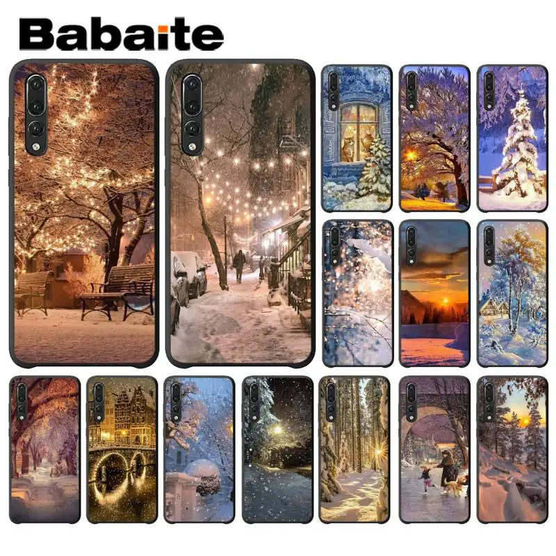 

Babaite Winter Light Snow Black Soft Shell Phone Cover for Huawei P9 P10 Plus Mate9 10 Mate10 Lite P20 Pro Honor10 View10