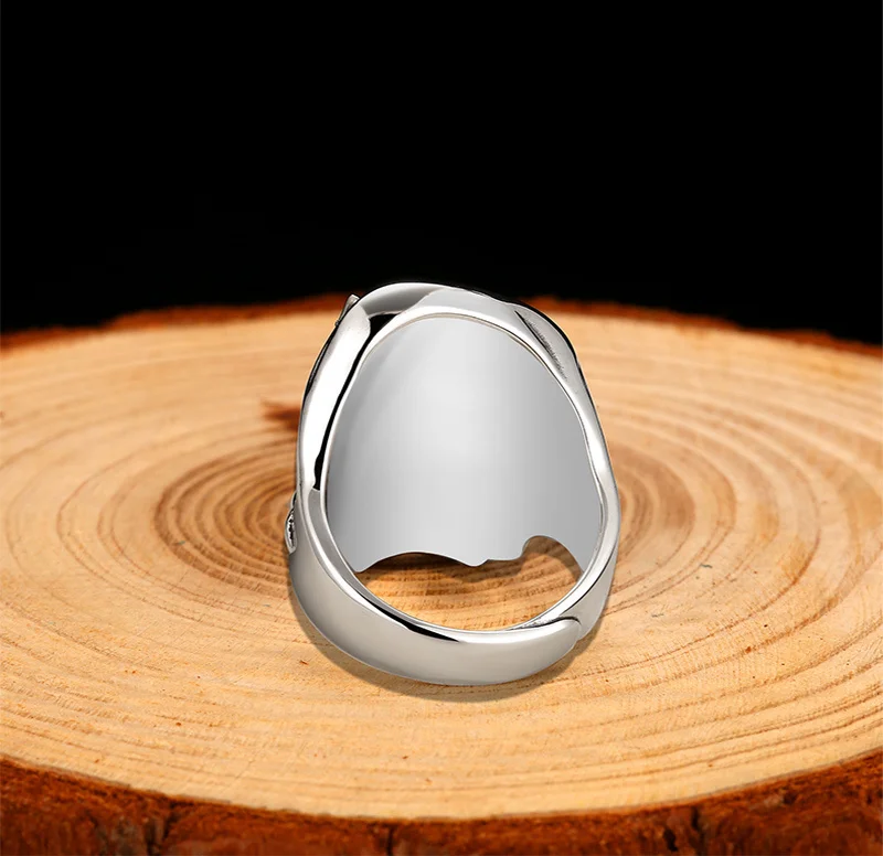 ZABRA цельное кольцо с одним глазом и черепом из серебра 925 пробы для мужчин полированные винтажные панковские байкерские кольца серебряные мужские готические ювелирные изделия для мужчин