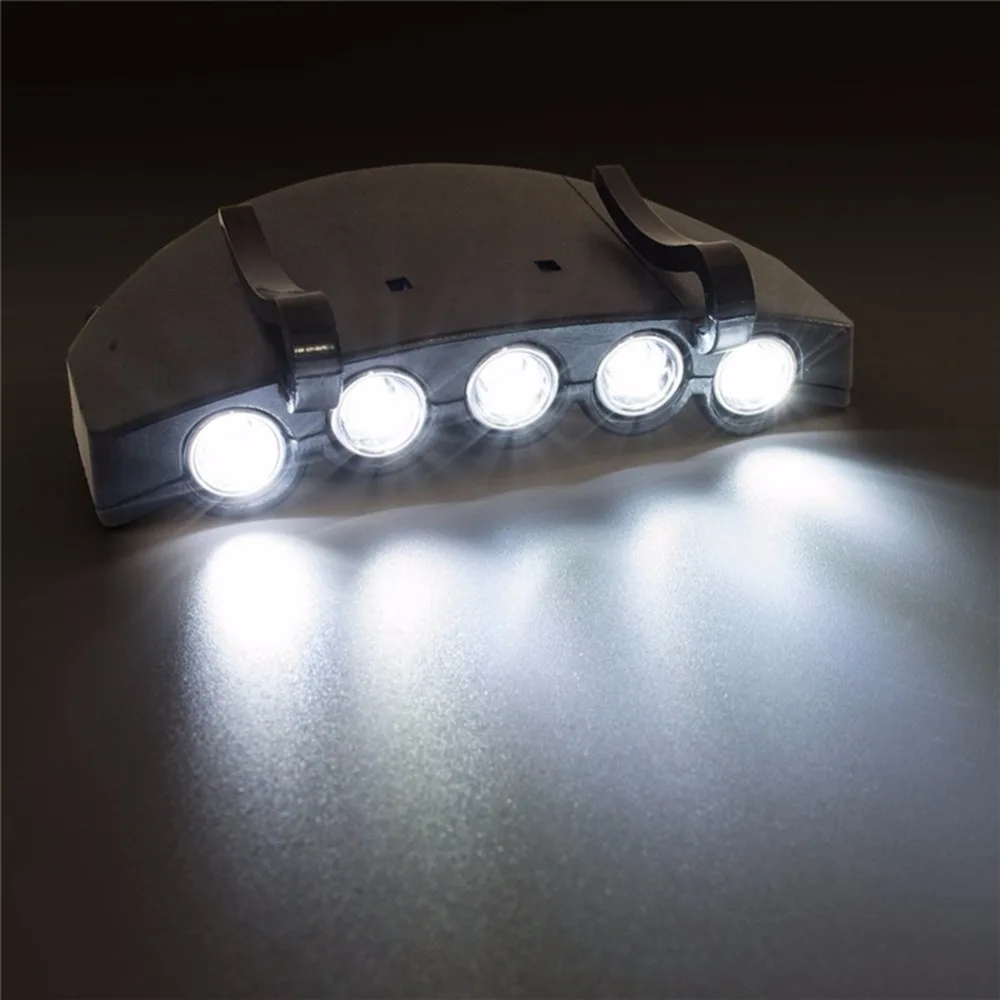 Super Bright 5LED Cap Light Headlight HeadLamp Head Flashlight Head Cap Hat Light Clip On Night Fishing Lights