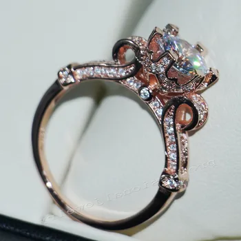 

3CT Size5-11 Vintage TOP Jewelry Solitaire 925 Sterling Silver & Rose Gold Simulated stones 5A CZ Weddding Band Ring Gift