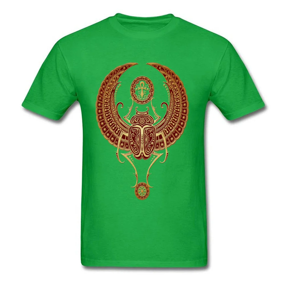 Normal Cotton Fabric T-Shirt for Men Short Sleeve Casual Tees High Quality Mother Day Crew Neck Tops Tees Print Red Winged Egyptian Scarab Beetle with Ankh green