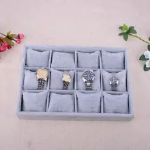 12 Сетки Коробка для часов с подушкой Браслет Дисплей лоток коробка ожерелье контейнер для серег коробки Чехол ювелирные изделия Органайзер подарок
