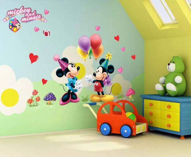 Mikey Cartoon Kids Minnie Et Mickey Mouse Stickers Muraux Chambre Bebe Et Enfants Decor Cartoon Chambre Produit Decorations Murales Bebe Puericulture