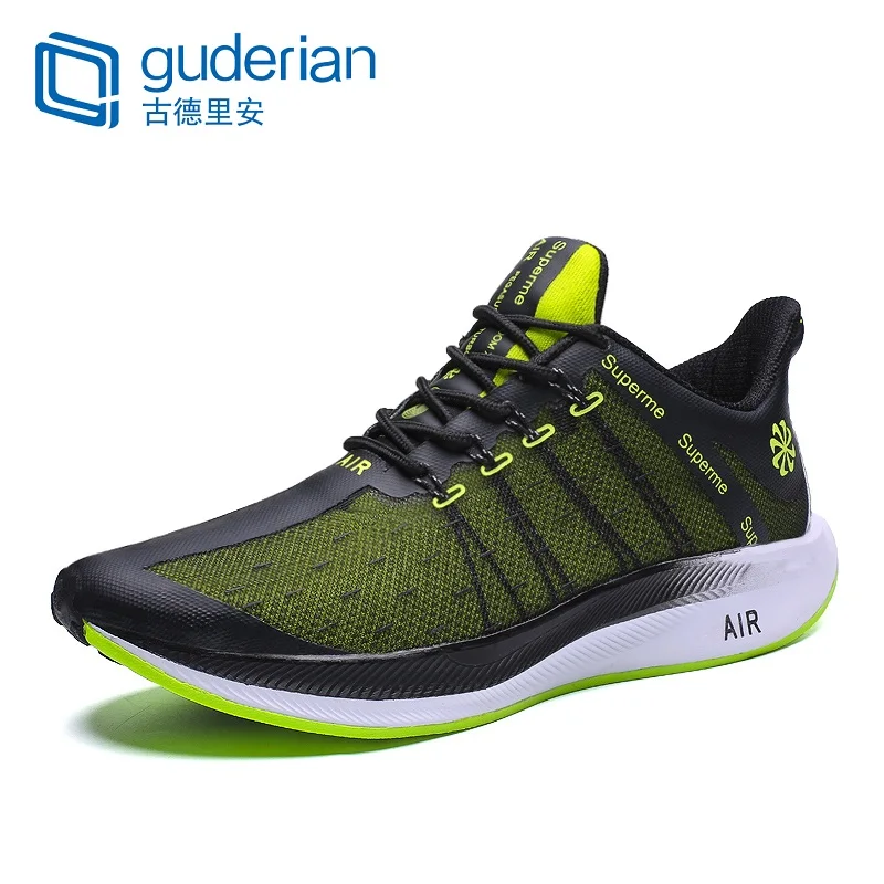 GUDERIAN/Дизайнерские кроссовки; дышащая повседневная обувь для мужчин; легкие Модные мужские туфли на шнуровке; Tenis Masculino Soulier Homme - Цвет: Зеленый