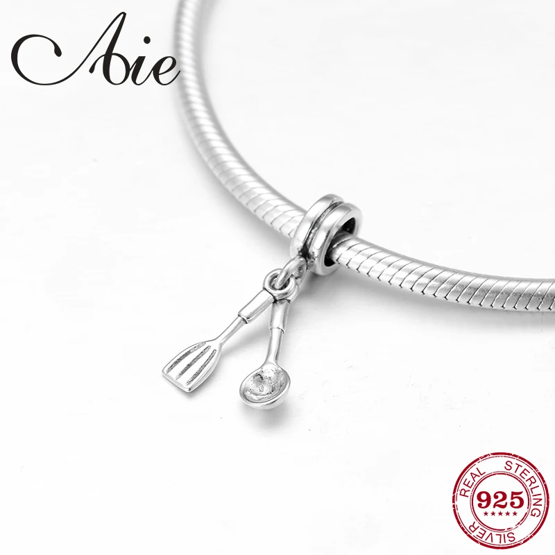 

925 Sterling Silver shovel and spoon for cooking fine Pendants beads Fit Original Pandora Charm Bracelet Jewelry making
