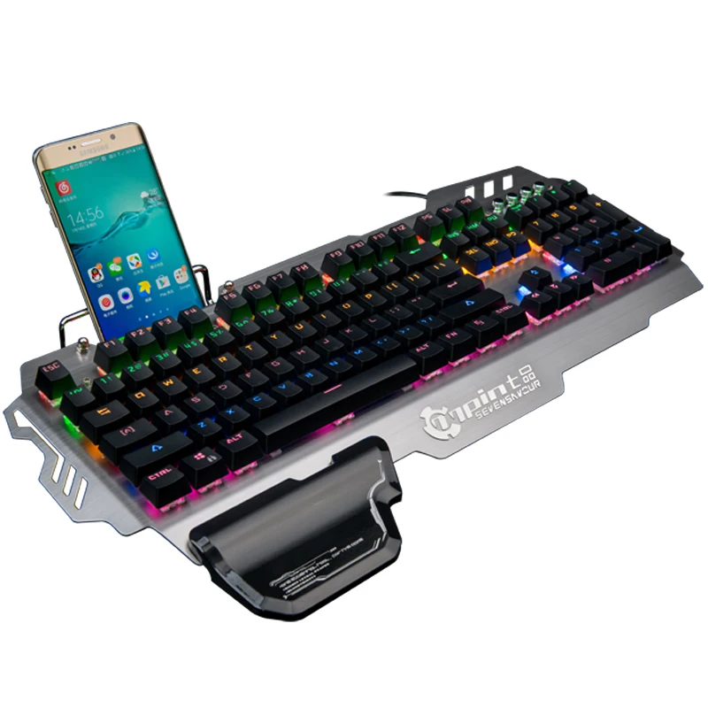 

Professional Gaming Keyboard Mechanical keyboard Ergonomics design Backlit with Phone Holder 104 Keys Waterproof for PC Laptop
