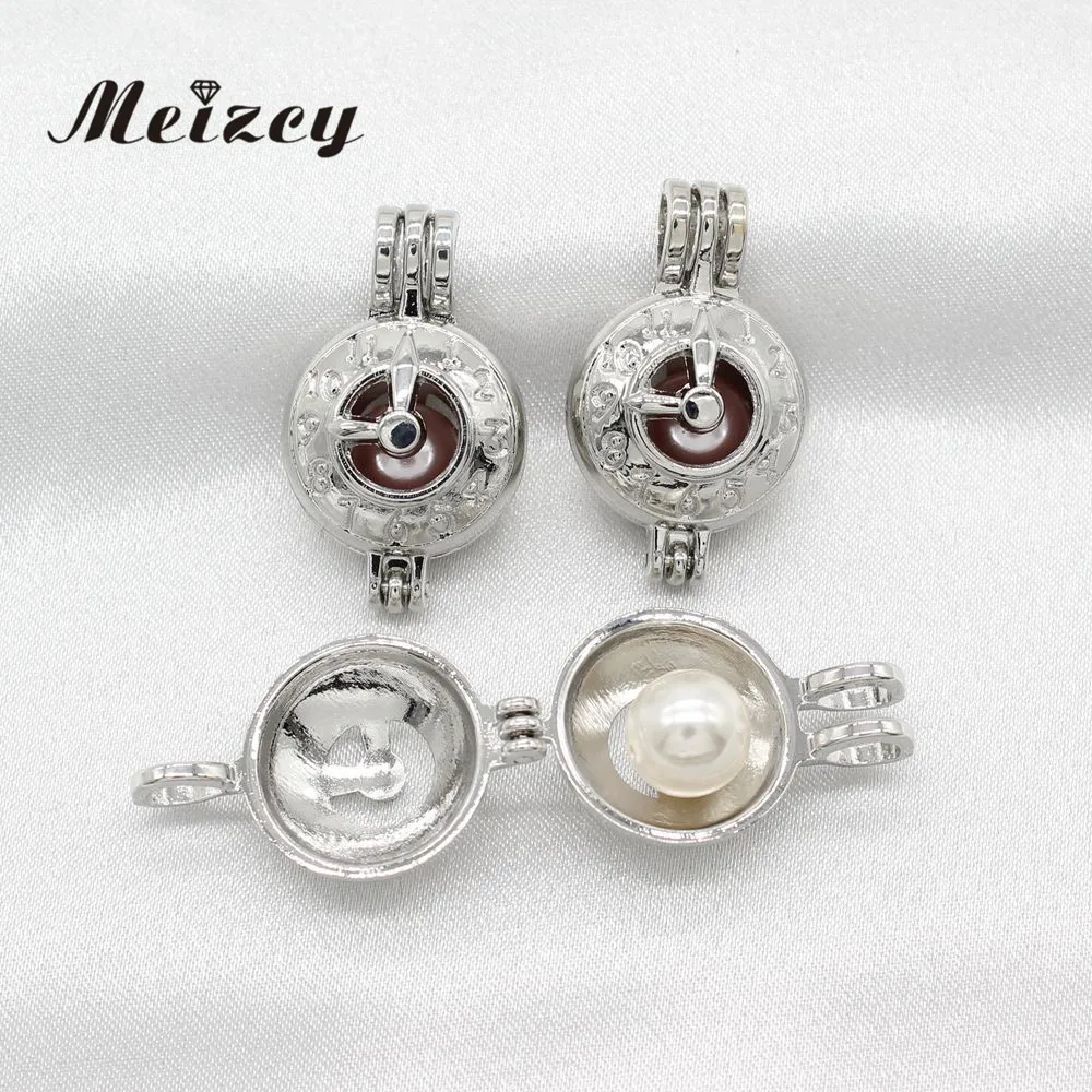

10pcs Silver Clock Pearl Cage Essential Oil Diffuser Cage Lockets Pendant for Personalized Perfume Necklace Jewelry Finding