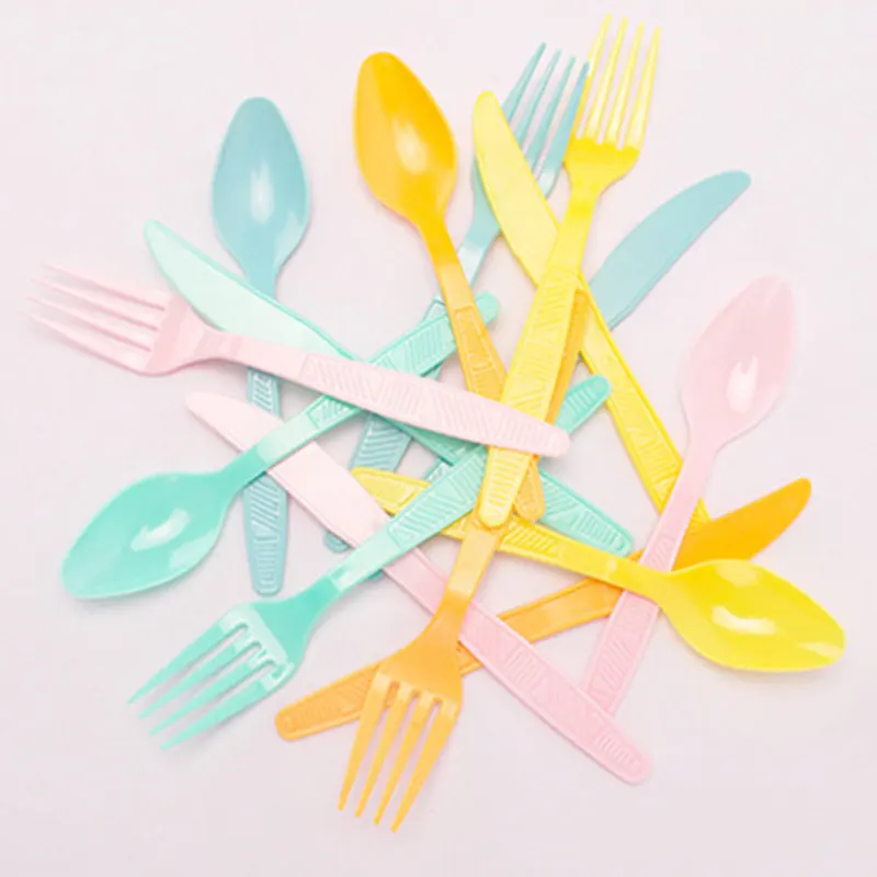 Hot Stamping Theme Gradient Color Disposable Paper Tray Paper Cup Spoon Party Tableware Set Birthday Party Decoration Children