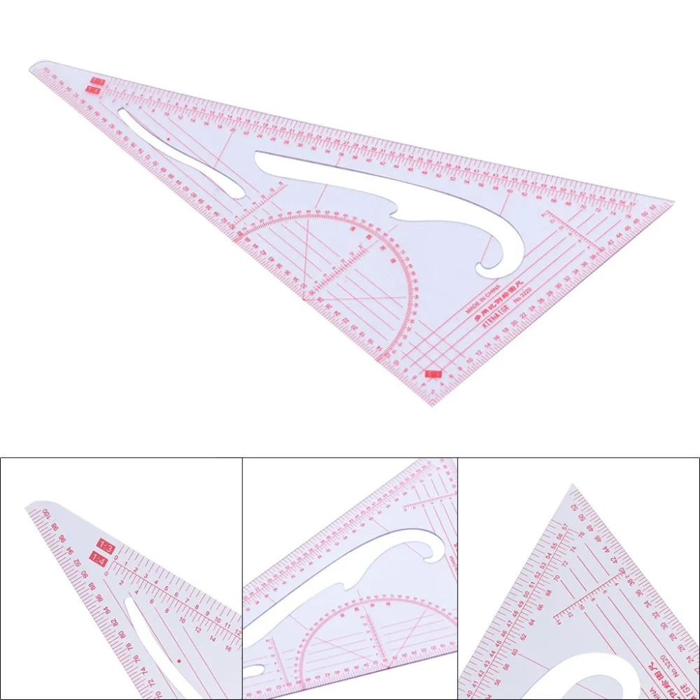 XRHYY MultiFunction Triangular Scale Ruler Measure Plastic Dressmaking Tailor Sewing For Students Designers Pattern Maker&Tailor drafting set mathematical rulers set drawing tool set