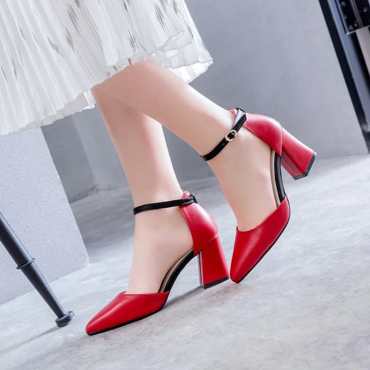 

Big Size 9 10 11 12 high heels sandals women shoes woman summer ladies Button sandals with thick heels