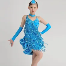 Новая мода для девочек смокинг латинский танец платье Настроить женщина кисточкой блесток Румба Самба Танго конкурс Производительность костюмы