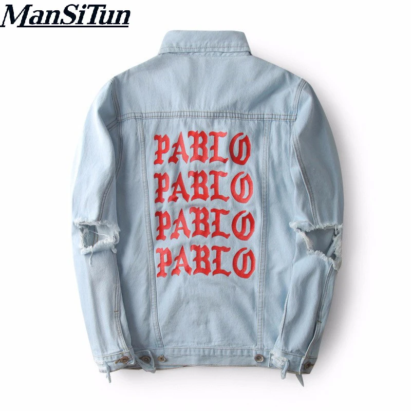 2018 Top Quality Pablo Denim Jackets Men Hip Hop Brand Clothing Streetwear Jeans Kanye West Jackets I Feel Like
