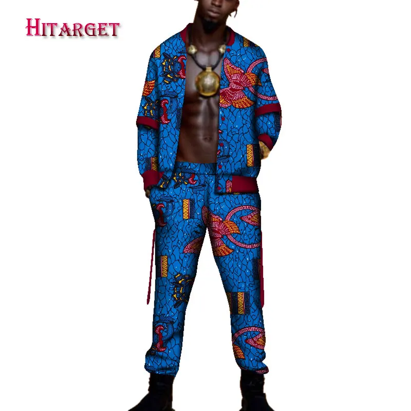 2018 спортивный костюм для мужчин осень s африканская одежда Дашики Африканский принт 2 шт. Африканский sclothe хлопок плюс размер WYN95