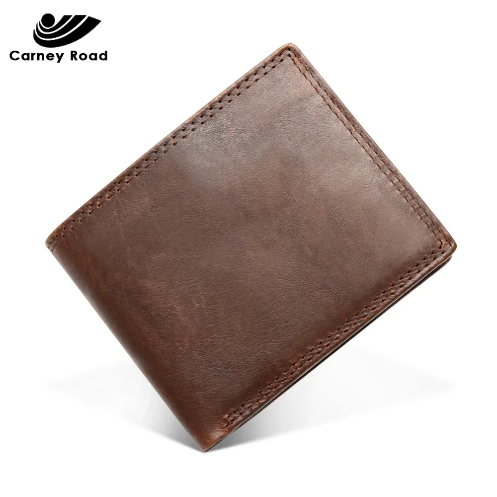 

Vintage Genuine Crazy Horse Leather Handmade Wallet Mens Cowhide Leather Rfid Wallet For Men Multi-Functional Coin Purse