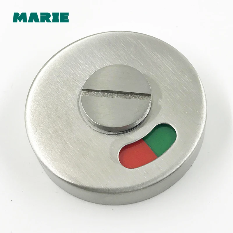 Stainless WC Toilet Handle Door Lock with Red or Green Tips for Bathroom Accessory Public Place DIY