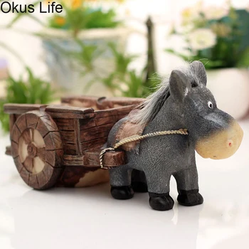 

New Design Donkey Pull Cart Ashtray Durable Living Room Accessory Cigarette Ash Holder Brand Square Resin High Quality Ashtray