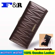 Genuine leather Brand Design Women Wallets Ladies Clutch Hand Bag Famous Brands Woman Purse Long Female Wallet