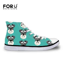 FORUDESIGNS/высокие парусиновые кроссовки на плоской подошве для девочек, детские шнауцер собака спортивная обувь для ходьбы для уличной детской обуви