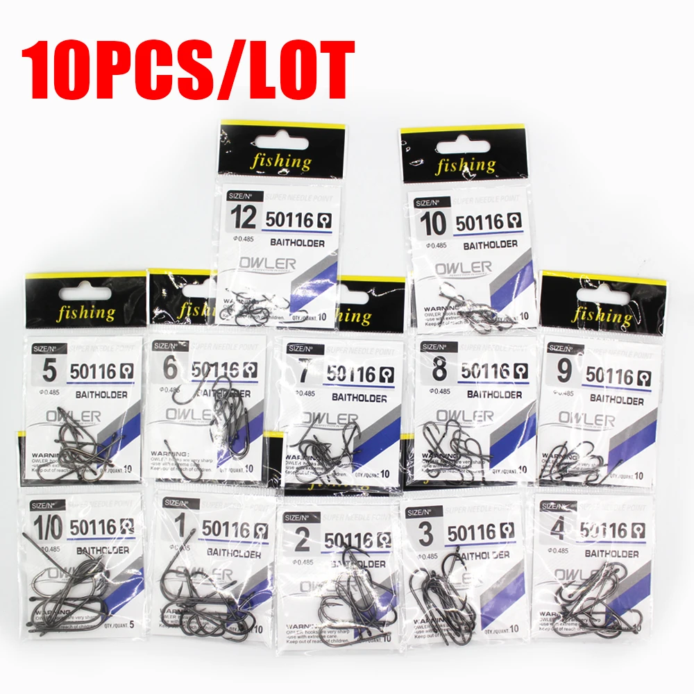 10 шт./лот 1/0 # 14 HardnessBrand рыболовный крючок брендовые рыболовные Крючки Baitholder черный
