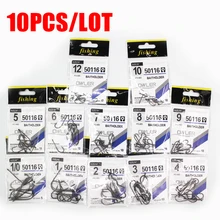 10PCS/Lot 1/0#-14# HardnessBrand Fishing Hook Brand Baitholder Fish Hooks BAITHOLDER Black Color Jig Big owner south bend fishing lures baitholder hooks 10 pack size 2
