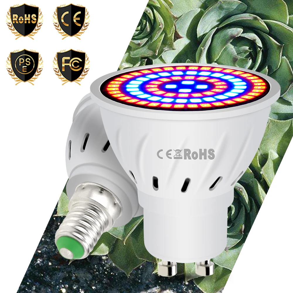 

E27 LED Grow Light Full Spectrum Fitolampy 48 60 80leds GU10 E14 Led Plant Grow Lamp MR16 220V For Hydroponics Greenhouse B22