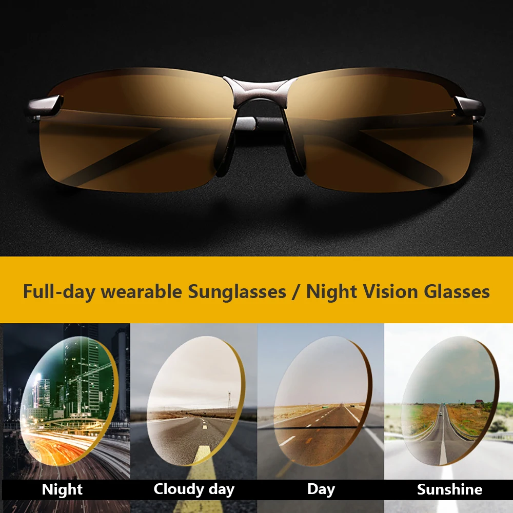 2018 Night Vision Glasses Polarized Sunglasses Men Fashion Night Vision Driving Sunglass Sun Glasses Male Eyewear Day and Night