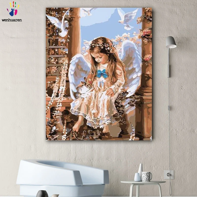 

DIY colorings pictures by numbers with colors Lovely little angel picture drawing painting by numbers framed Home