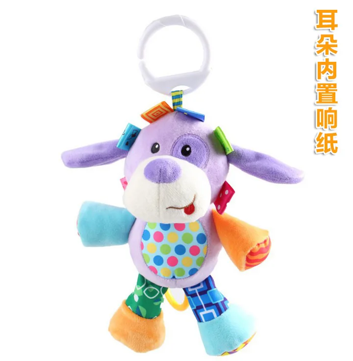 dog Jolly baby 27 см плюшевые мягкие игрушки куклы pull bell Кольца бумажные мягкие собаки обезьяна Лев Слон лягушка Кровать Висячие подарки для детей - Цвет: dog