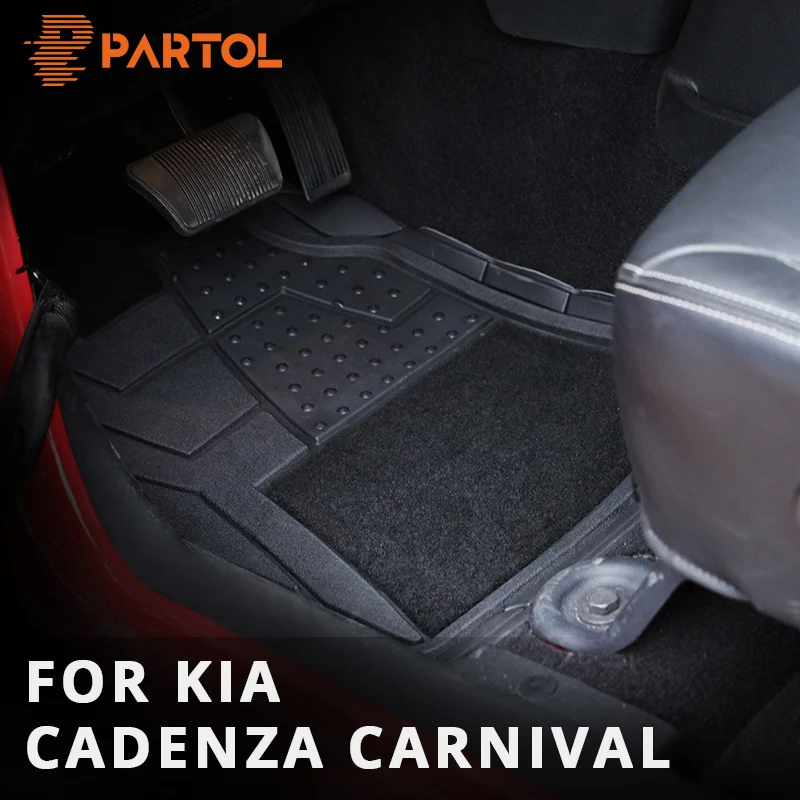 

Partol 4Pcs/Set Crop- DIY Universal Car Floor Mats PVC Waterproof Durable Carpet Trimmable Floor Mats for Kia Cadenza Carnival