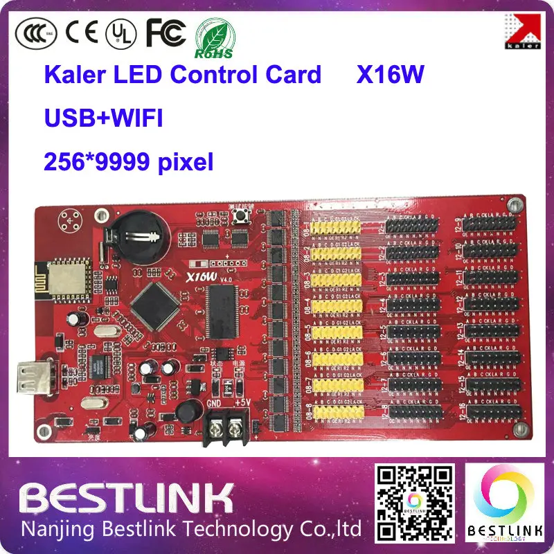 Kaler led контроллер карты x16w rgb контрольная карта 256*9999 пикселей wifi для p10 дисплей