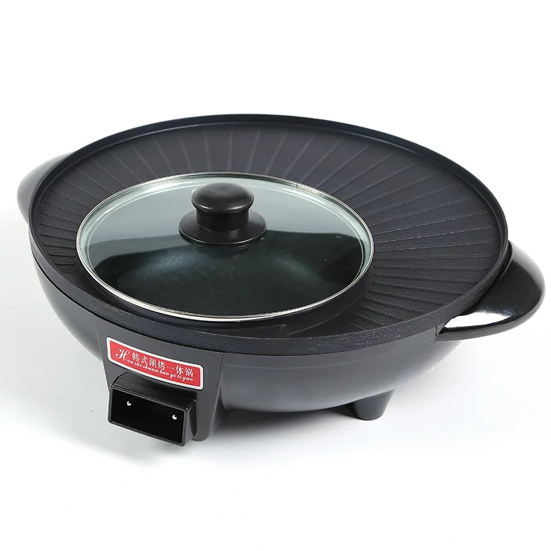 

2in1 Multy Cook Creative Home Smokeless Non-stick Pan Multi-function Electric Pot Cooker Student Hot Pot BBQ Soup Maker Skillet