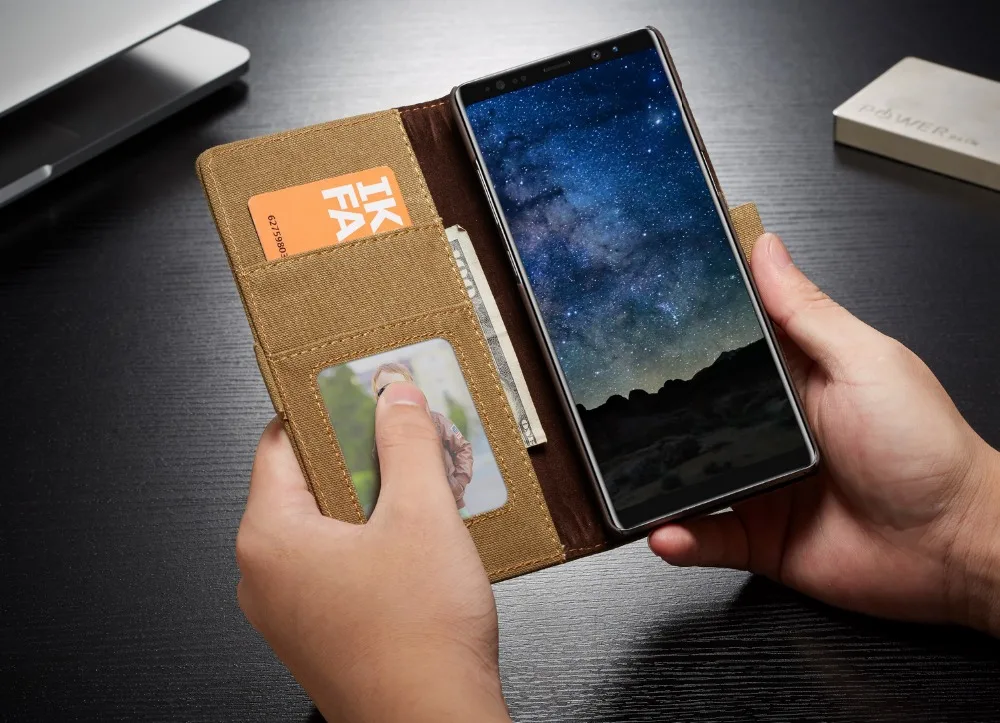 Caseme для Galaxy Note 9 Чехол Флип Жан Холст Подставка-Кошелек на магните Чехлы для samsung Galaxy Note 9 S8 S9 S10 плюс принципиально