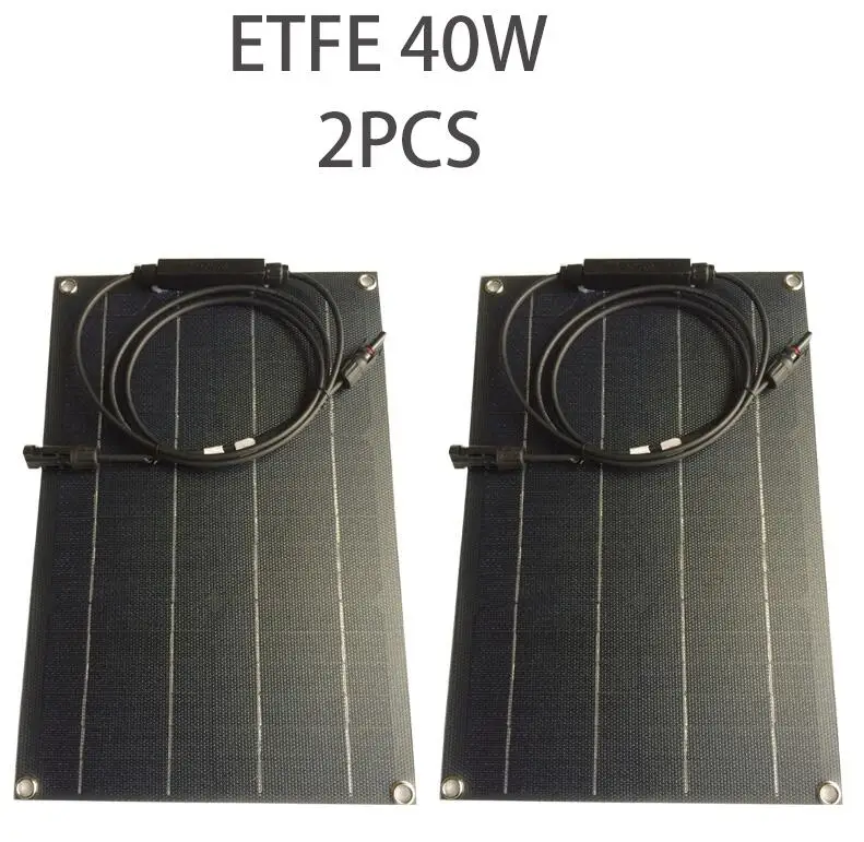 2pcs Flexible Solar Panel 40W ETFE Solar Panel Solar Cell 40W 80W 18V 12V solar panels battery charger kit system - Цвет: black