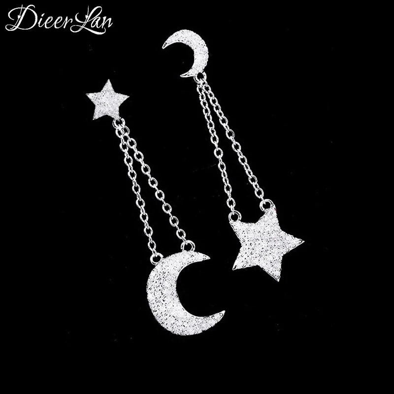 

New Arrivals 925 Sterling Silver Long Drop Cubic Moon Star Earrings for Women Fashion sterling-silver-jewelry Pendientes