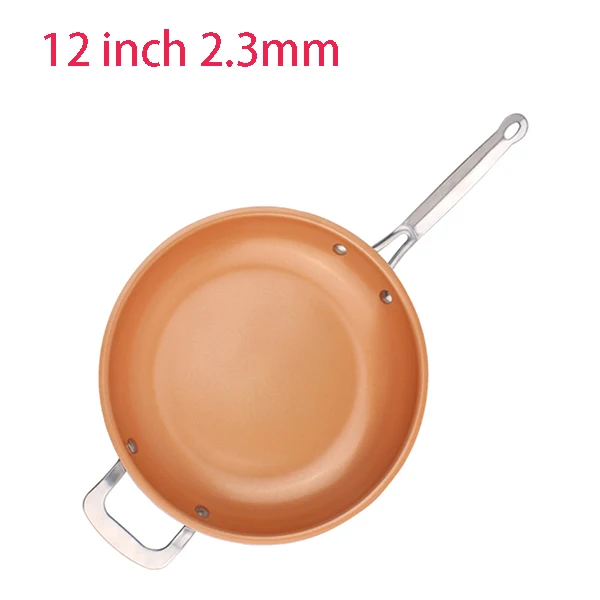 Антипригарная медная сковорода для жарки керамические индукционные поварские сковороды кастрюля для духовки и мытья в посудомоечной машине 8 дюймов антипригарная сковорода медная красная сковорода - Цвет: 12 inch 2.3mm