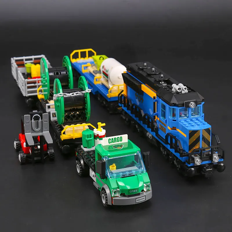 Оригинальная коробка 959 шт. серия город 02008 грузовой поезд набор строительных блоков Кирпичи RC поезд детские развивающие игрушки подарок город