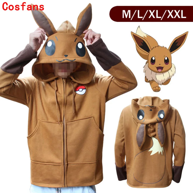 Ceny Kostium na halloween Anime Pokemon Eevee bluzy bluzy Cosplay kurtki wiosna jesień zima płaszcz dla mężczyzn i kobiet odzież na zewnątrz