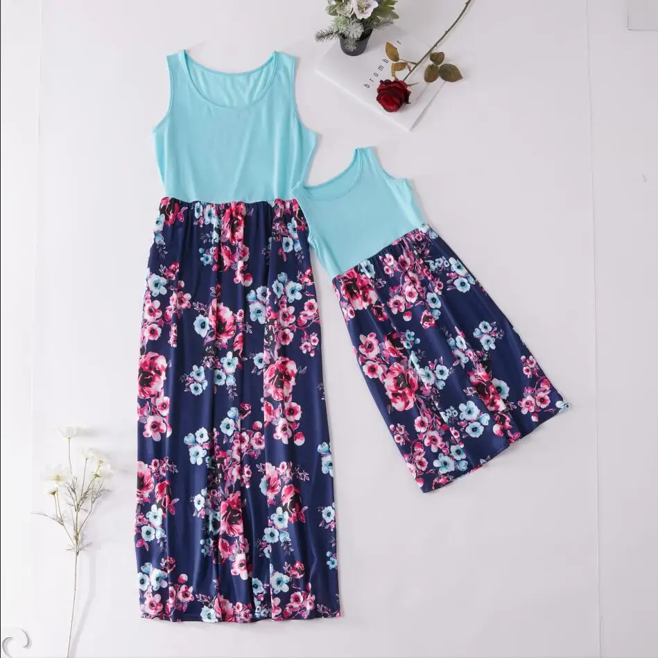 Mommy and me clothes Mother daughter dresses Floral Printed Long Dress Mother and daughter clothes Family matching clothes