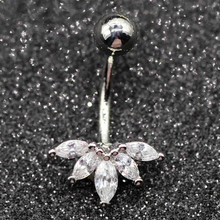 

2018 newest 14Gauge cute stainless steel brass crown belly piercing zircon belly piercing navel button piercing body jewelry