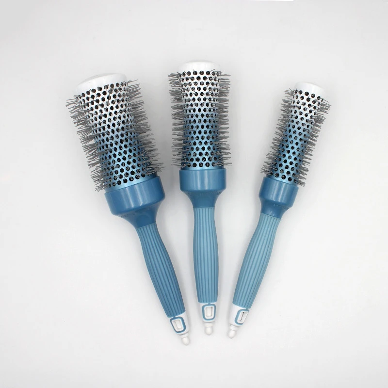 

Dropshipping 3pcs/set Creramic Roller Comb Fast Heating Nylon Teeth Hairbrush Thermal Blowing Round Comb with Tail Pin U1167