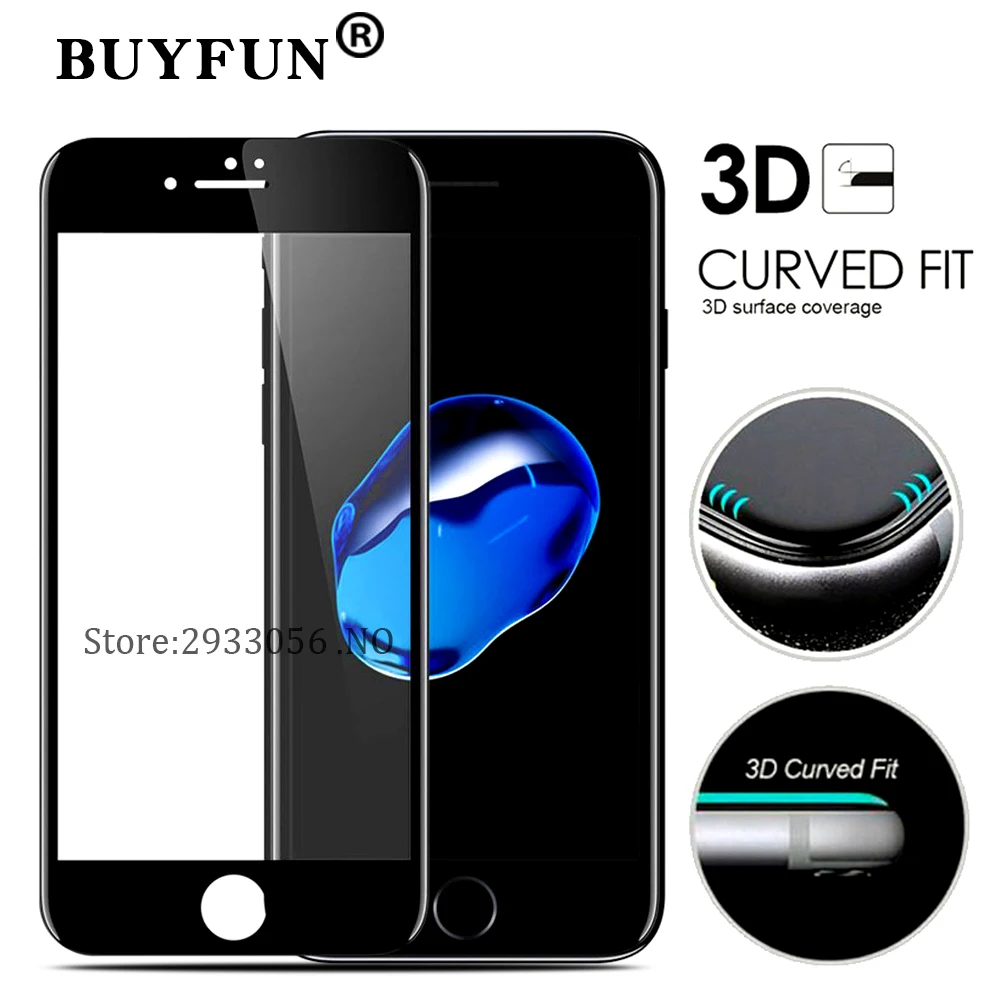 Beste 9 H Gehard Glas Voor iphone 7 glas Screen Protector guard Beschermende Film front case 3 D Volledige Cover + Schoon kit Voor Apple 7
