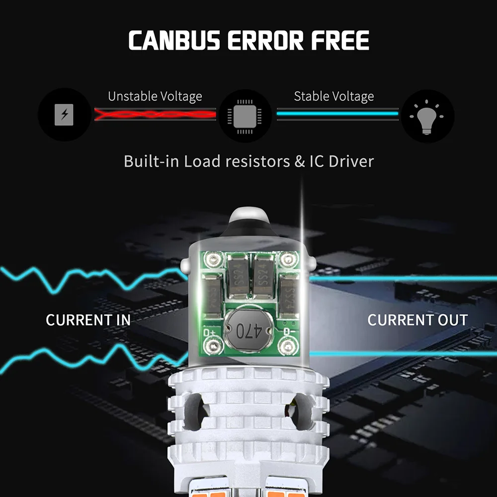 2 шт. P21W светодиодный CANUBS 1156 BA15S без гипер-вспышки лампа без ошибок Автомобильная Поворотная сигнальная лампа Тормозная лампа Янтарный Желтый 2200K