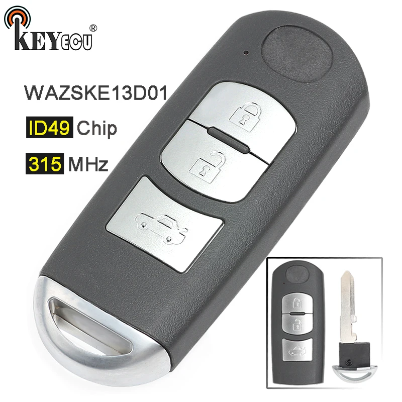 KEYECU FSK 315 МГц ID49 чип FCC: WAZSKE13D01 замена 3 кнопочного типа для Mazda|Ключ от авто| |