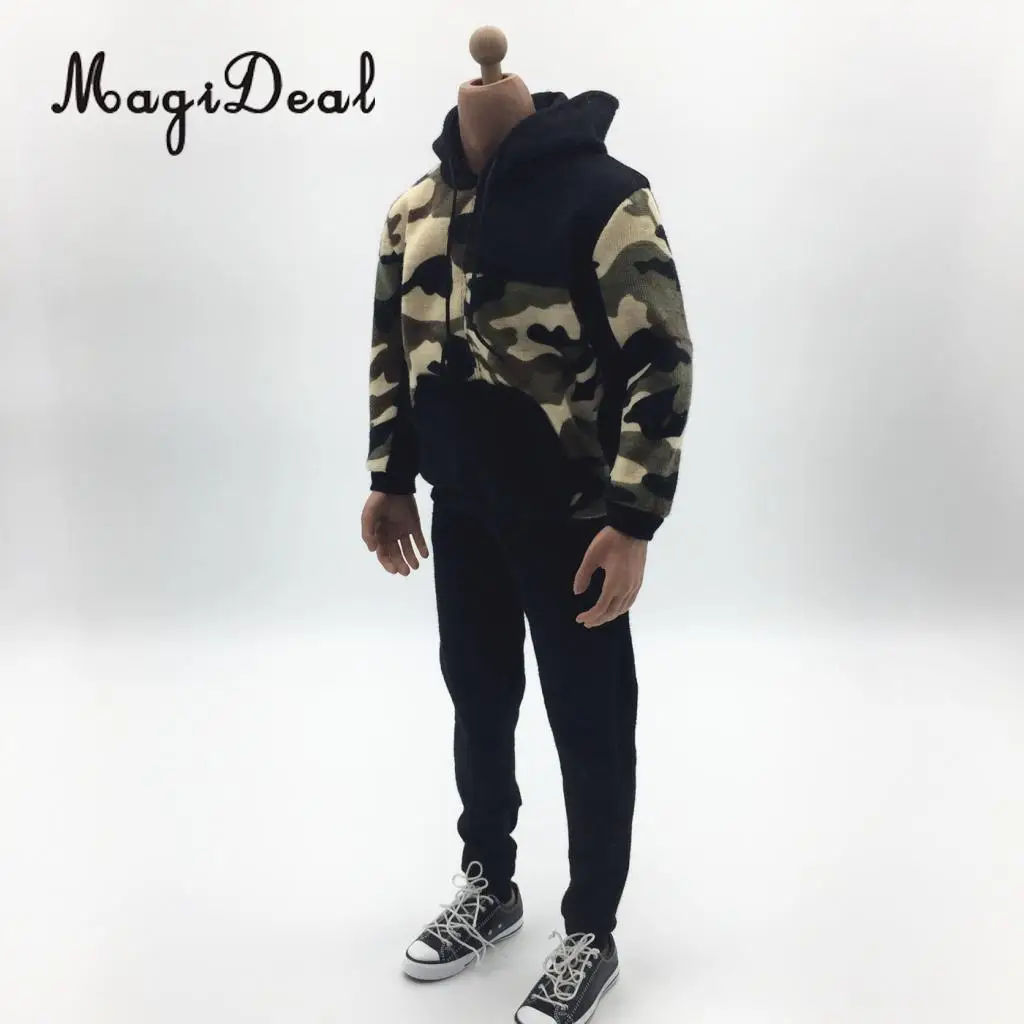 MagiDeal 1/6 Scale Male Doll Top Hoodie Hooded Pullover Trousers Outfits for 12inch   Dragon Action Figure