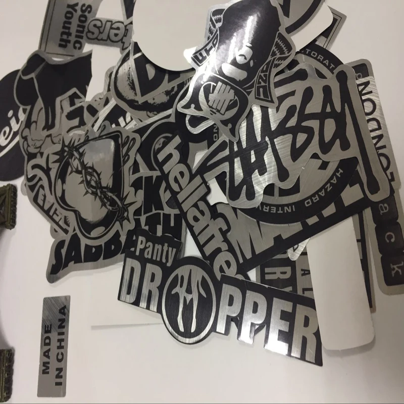 50pcs-lot-Metallic-Color-Black-and-White-DIY-Stickers-for-Skateboard-Laptop-Snowboard-Car-Phone-Home