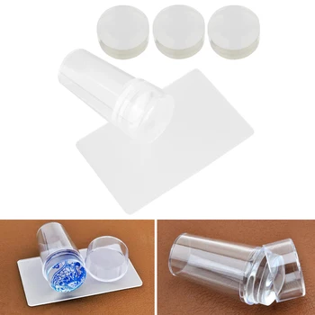 

Clear Jelly Nail Art Stamper With Cap Scraper Image Plate Set Kit Nail Polish Stamp Manicure Tools +3 Extra Nail Stmaper Heads