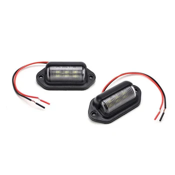 

2 Pcs 6LED 24V Truck Number Plate Light License Tail Light Step Lamp Tag Light White For Boat RV Motorcycle Trailer Lorries