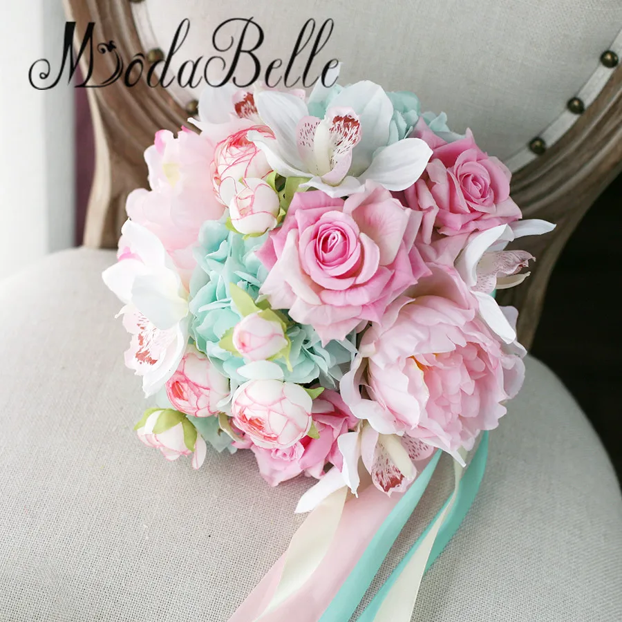 Modabelle розовый букет невесты mariage de fleurs 2017 искусственный чайной розы пион