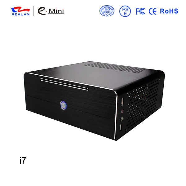 Realan промышленный высококачественный oem мини htpc Настольный чехол E-i7 CD-ROM слотами алюминиевый черный серебристый без источника питания - Цвет: balck